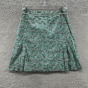 Clare Hare Skirt Women's 6‎ Green Floral Print Mesh Shorts Lined Pleat Skirt